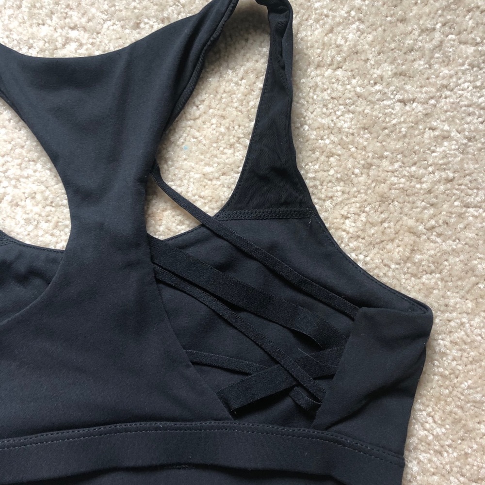NWOT Fabletics Black Sports Bra with funky design! - Picture 3 of 4